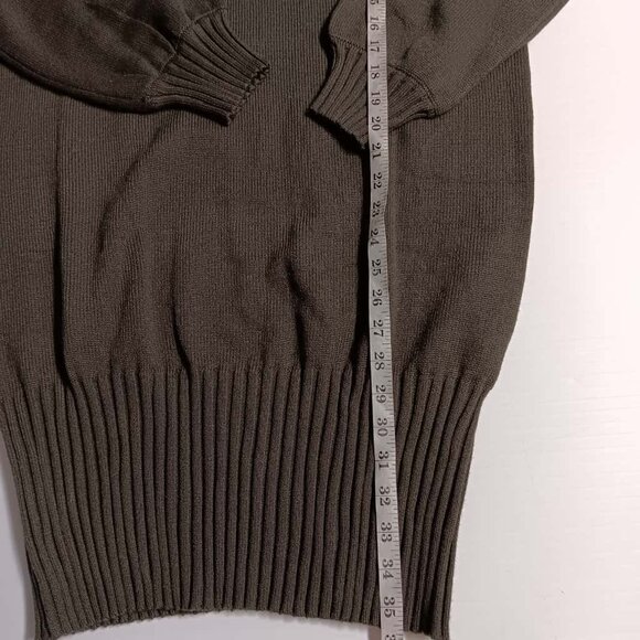 BTFBM V-Neck Collared Stretchy Knit Mini Sweater Dress Balloon Sleeve - Picture 5 of 5